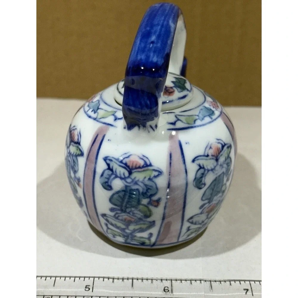 Vtg BEN RICKERT Miniature Teapot with Lid‎ SIGNED Round Shape Asian Style